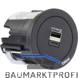 EVOline One 2fach USB Charger A+C mit Abdeckring schwarz