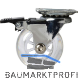 Lenkrolle Gummi transparent Feststeller 50 mm 30 kg