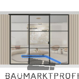 ARLU DIVINA� Festverglasung mit Schiebet�r mittig 2600 x 3000 mm, schwarz