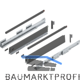 BLUM MERIVOBOX SET H�he E-Reling, BLUMOTION B, 70kg, NL 600, Oriongrau