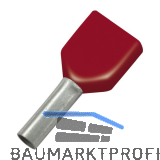 Zwillings-Aderendh�lse 1,5x8/16 mit Kragen rot