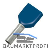 Zwillings-Aderendh�lse 2,5x10/18,5 mit Kragen blau