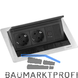 EVOline Flip Top Push S 2xSchuko + USB-A- USB-C-Charger Edelstahl