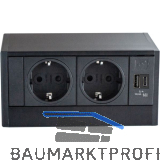 EVOline R-Dock Steckdosenelement 2 x Schuko, USB-A + C Charger schwarz