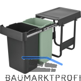 BRABANTIA Einbau-Abfallsammler Sort & Go 2 x 15 Liter Kunststoff dunkelgrau