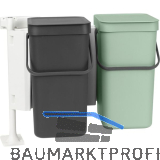BRABANTIA Einbau-Abfallsammler Sort & Go 2 x 12 Liter Kunststoff Gr�n/Grau