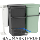BRABANTIA Einbau-Abfallsammler Sort & Go 2 x 16 Liter Kunststoff Gr�n/Grau
