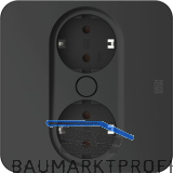 BACHMANN Einbausteckdose TWIST 2 eckig, 2 Steckdosen, schwarz matt