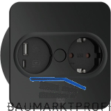 BACHMANN Einbausteckdose TWIST 2 eckig, Schukosteckdose, USB, schwarz matt