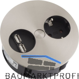BACHMANN Einbausteckdose TWIST 1 Steckdosen, + USB-Charger, Edelstahl
