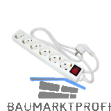 BACHMANN Steckdosenleiste -6 Steckdosen + Schalter, 1500 mm Kabel, wei�