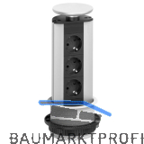 EVOline Port Steckdosenelement 3x Schuko Wippdeckel alufarbig