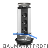 EVOline Port Steckdosenelement 3x Schuko Wippdeckel Edelstahl