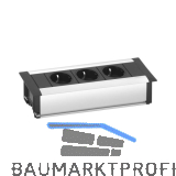 EVOline Frame-Dock Data Einbau Steckdosenleiste, 3xSchukosteckdose Alu