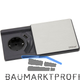 EVOline Square 80 Schuko mit USB-Charger Edelstahl