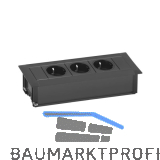 EVOline Frame-Dock Data Einbau Steckdosenleiste, 3xSchukosteckdose schwarz