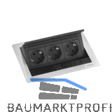 EVOline Flip Top Push S 3xSchuko Edelstahl