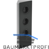 WIPO Steckdosenelement Power Eck G, 3 Schukosteckdosen, Edelstahl/Glas schwarz