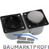 BERKER Integro Schalter Edelstahl-Effekt + Steckdose schwarz ohne Rahmen
