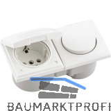 BERKER Integro Flow Schalter/Deckel polarwei� gl�nzend + Steckdose polarwei�