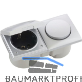 BERKER Integro Flow Schalter/Deckel chrom matt + Steckdose schwarz