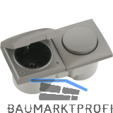 BERKER Integro Flow Schalter/Deckel Edelstahl Effekt + Steckdose schwarz