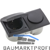 BERKER Integro Flow Schalter/Deckel anthrazit + Steckdose anthrazit