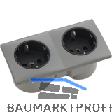 BERKER Integro Flow Doppelsteckdose Edelstahl Effekt, Steckdose schwarz