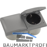 BERKER Integro Flow Doppelsteckdose, Deckel Edelstahl Effekt,Steckdose schwarz