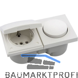 BERKER Integro Pure Schalter/Deckel polarwei� gl�nzend + Steckdose polarwei�