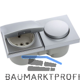 BERKER Integro Pure Schalter/Deckel chrom matt + Steckdose polarwei�