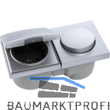 BERKER Integro Pure Schalter/Deckel chrom matt + Steckdose schwarz