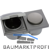 BERKER Integro Pure Schalter/Deckel Edelstahl Effekt + Steckdose schwarz
