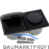 BERKER Integro Pure Schalter/Deckel schwarz matt + Steckdose schwarz