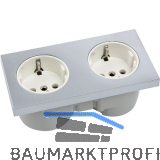 BERKER Integro Pure Doppelsteckdose chrom matt, Steckdose wei�