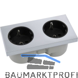 BERKER Integro Pure Doppelsteckdose chrom matt, Steckdose schwarz