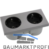 BERKER Integro Pure Doppelsteckdose Edelstahl Effekt, Steckdose schwarz