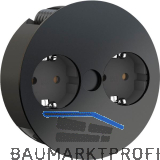 BACHMANN Einbausteckdose TWIST 2S, 2 Stk. Schukosteckdosen,, schwarz matt