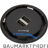 EVOline One 2fach USB Charger A+A schwarz DM 59 mm