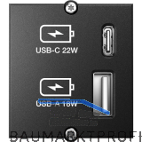 BACHMANN Keystone Modul USB Doppelcharger 1xUSB-A, 1xUSB-C max. 22W