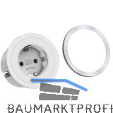 BACHMANN Steckdose PIX 1xSchuko wei� + Zierring Edelstahl Effekt und wei�