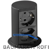 BACHMANN Steckdosenelement Elevator 1 x Schuko.- 2x Eurosteckdose, schwarz