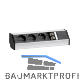 EVOline V-Dock Steckdosenelement 3 x Schuko, 2 x RJ45, Aluminium