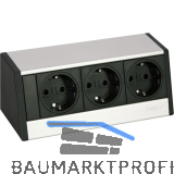 EVOline R-Dock Steckdosenelement 3 x Schuko alufarbig, schwarz