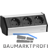 EVOline V-Dock Steckdosenelement 3 x Schuko alufarbig, schwarz