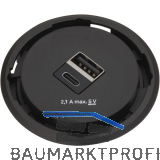 EVOline One 2fach USB Charger A+C, schwarz DM 59 mm