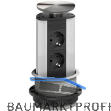 EVOline Port Steckdosenleiste Aluminium eloxiert, 2x Schuko Wippdeckel Edelstahl