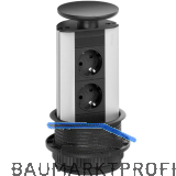 EVOline Port Steckdosenleiste Aluminium eloxiert, 2x Schuko Wippdeckel schwarz