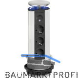 EVOline Port LED Steckdosenleiste Alu 3x Schuko Wippdeckel Edelstahl