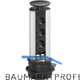 EVOline Port Steckdosenleiste Alu 3x Schuko 2x RJ45 Wippdeckel schwarz